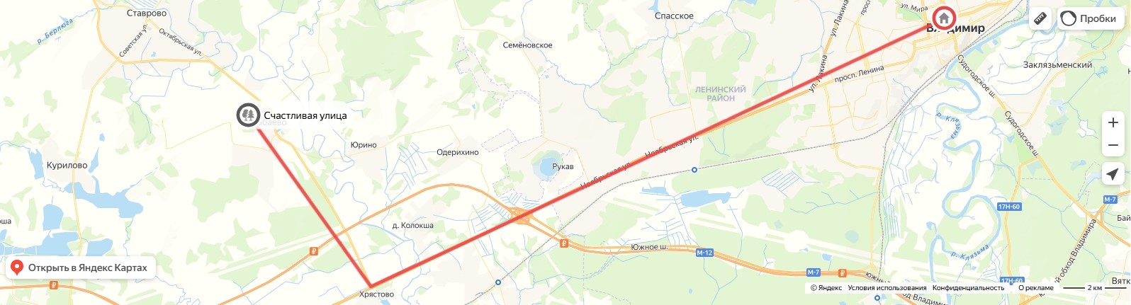 Расположение поселка на карте