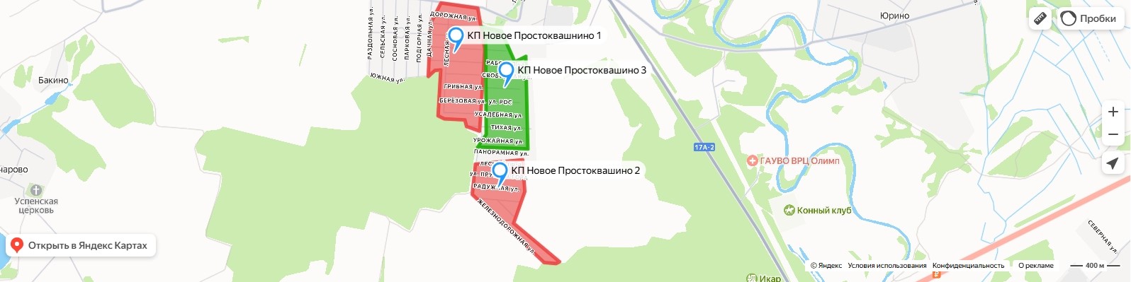 Расположение поселка на карте